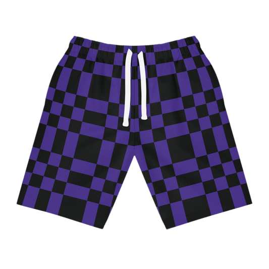 Black and purple checkered shorts